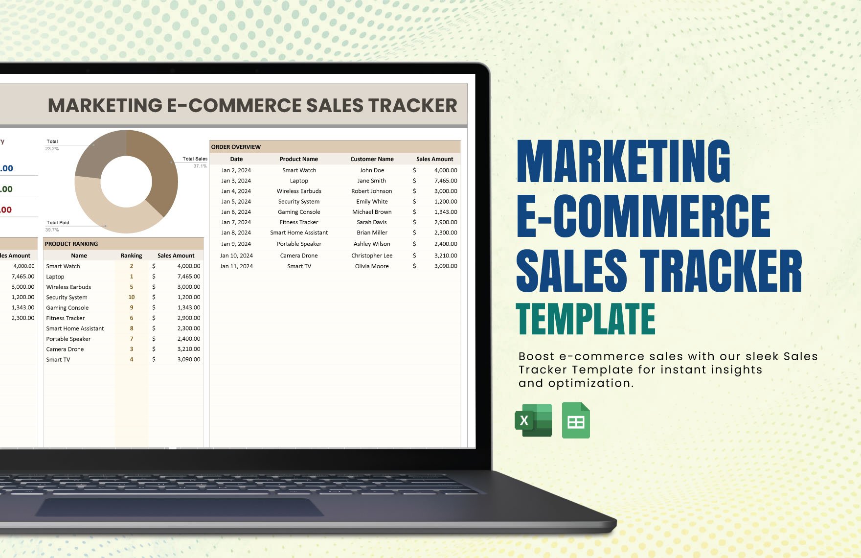 Marketing E-commerce Sales Tracker Template