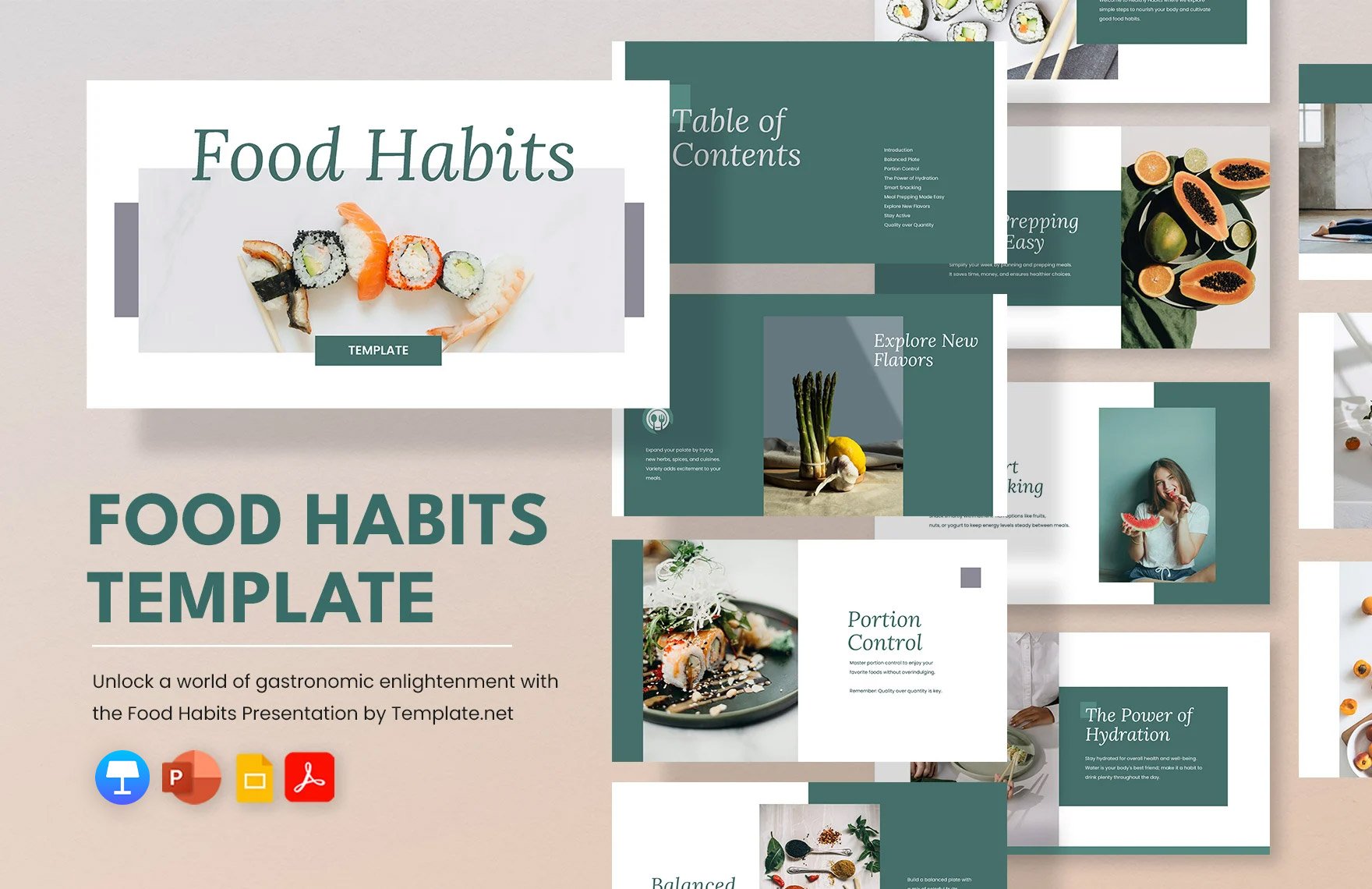 Food Habits Template in PDF, PowerPoint, Google Slides, Apple Keynote