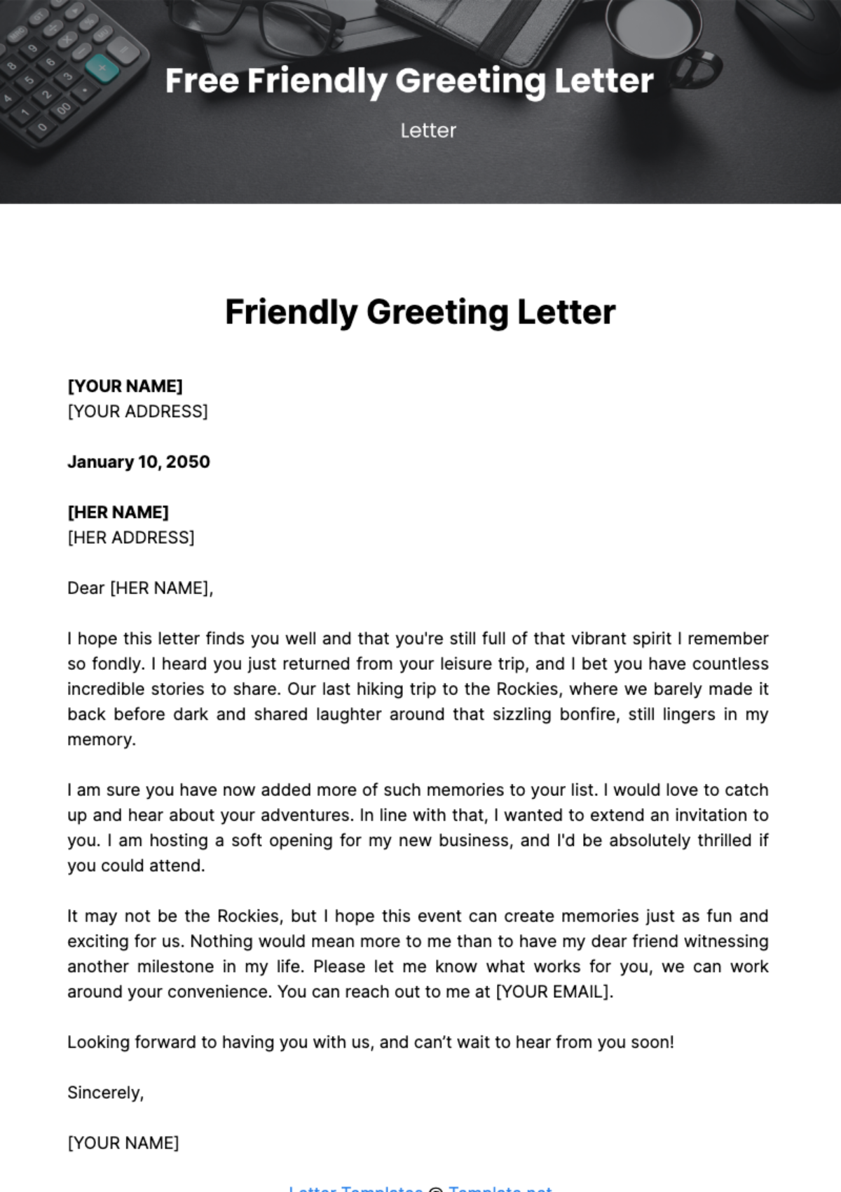 Free Friendly Greeting Letter Template