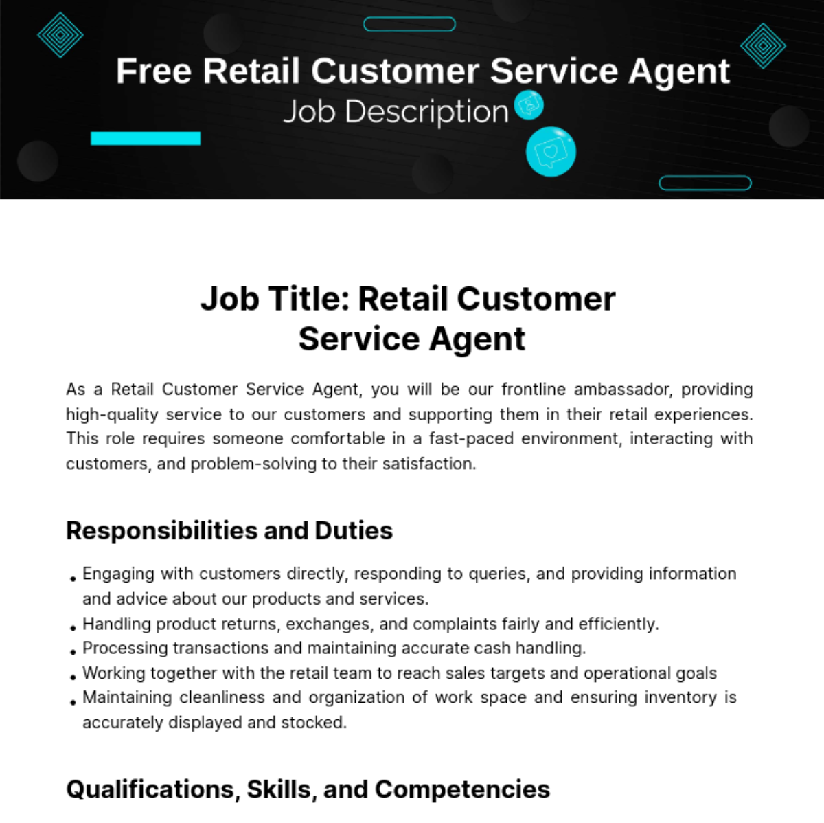 Free Retail Customer Service Job Description Template