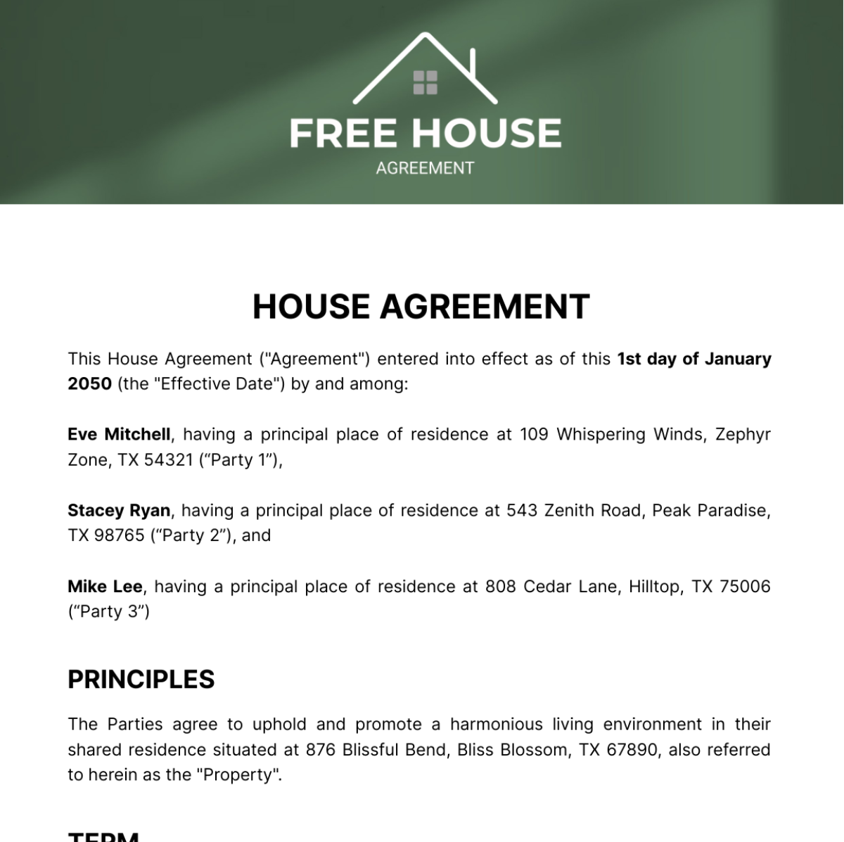 House Agreement Template
