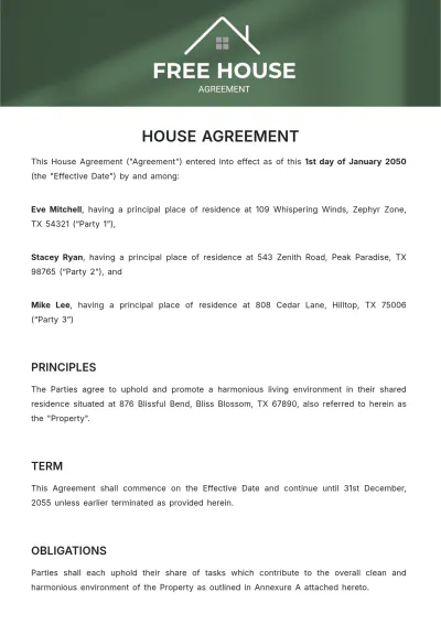 Free House Agreement Template to Edit Online