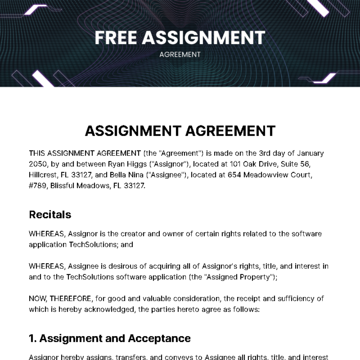 Free Assignment Agreement Template