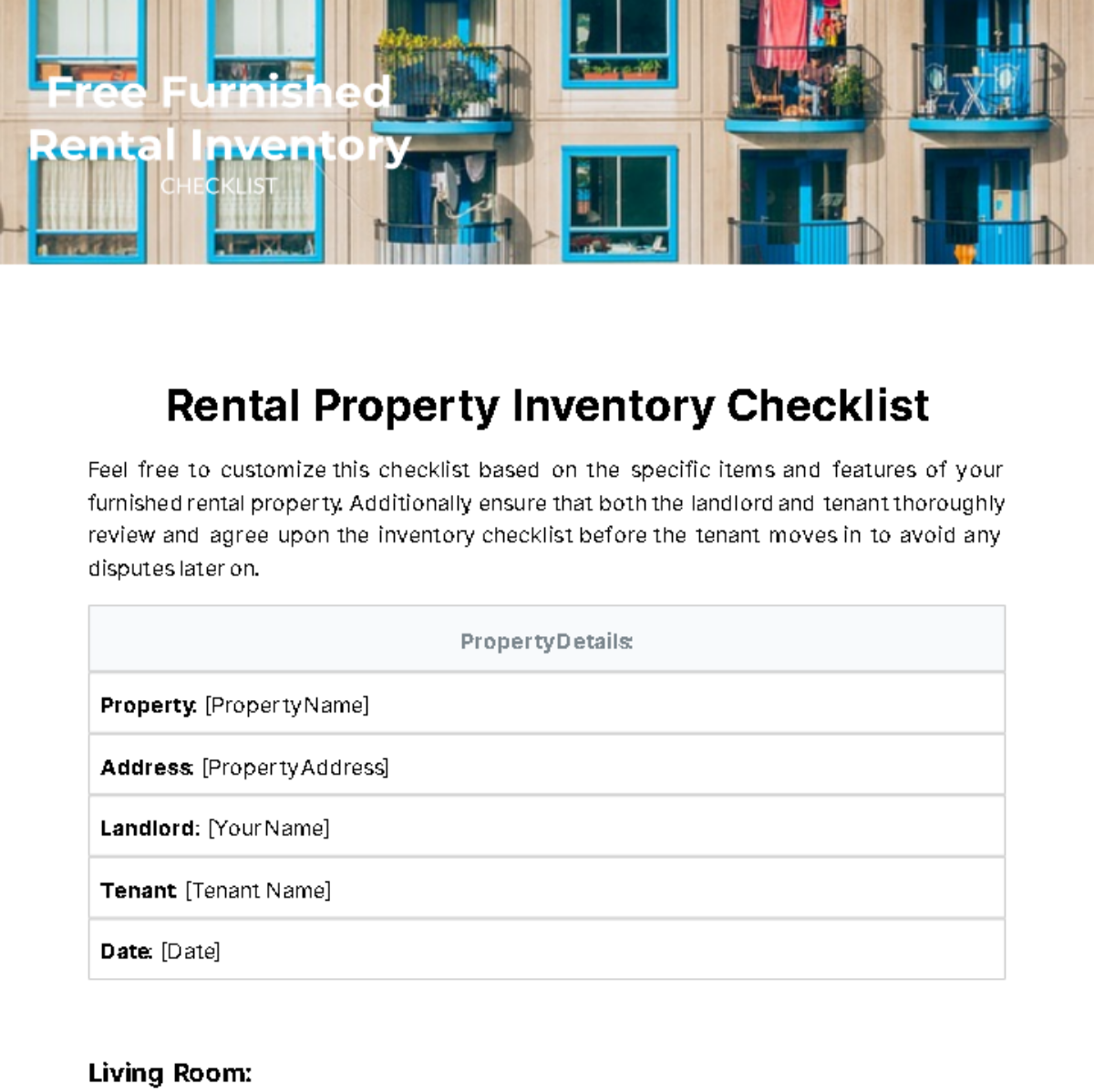 Furnished Rental Inventory Checklist Template
