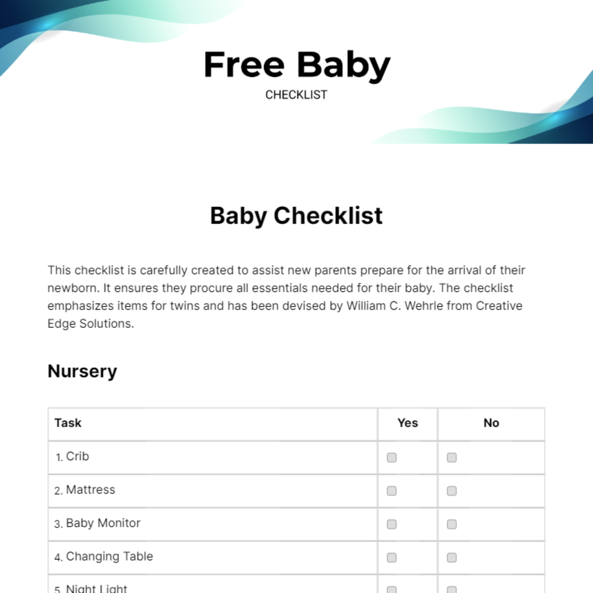 FREE Baby Checklist Templates & Examples - Edit Online & Download ...