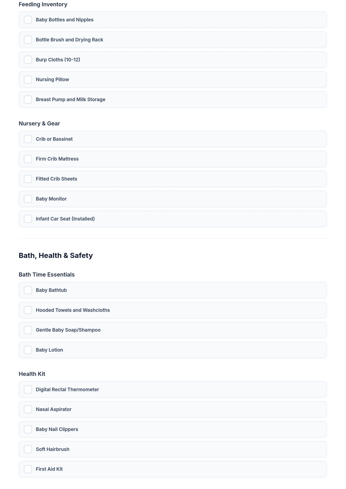 Free Printable Baby Checklist Template & AI Maker Free Printable Baby Checklist Template & AI Maker