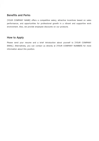 Free Sales Boy Job Description Template to Edit Online