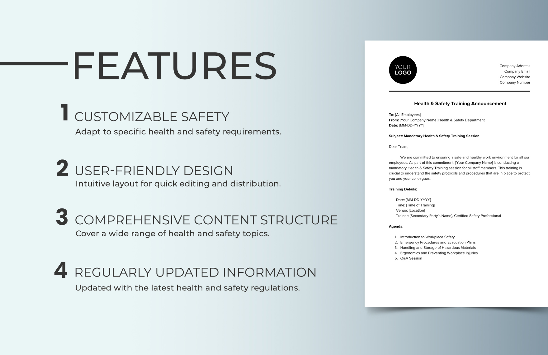 Health & Safety Training Announcement Template