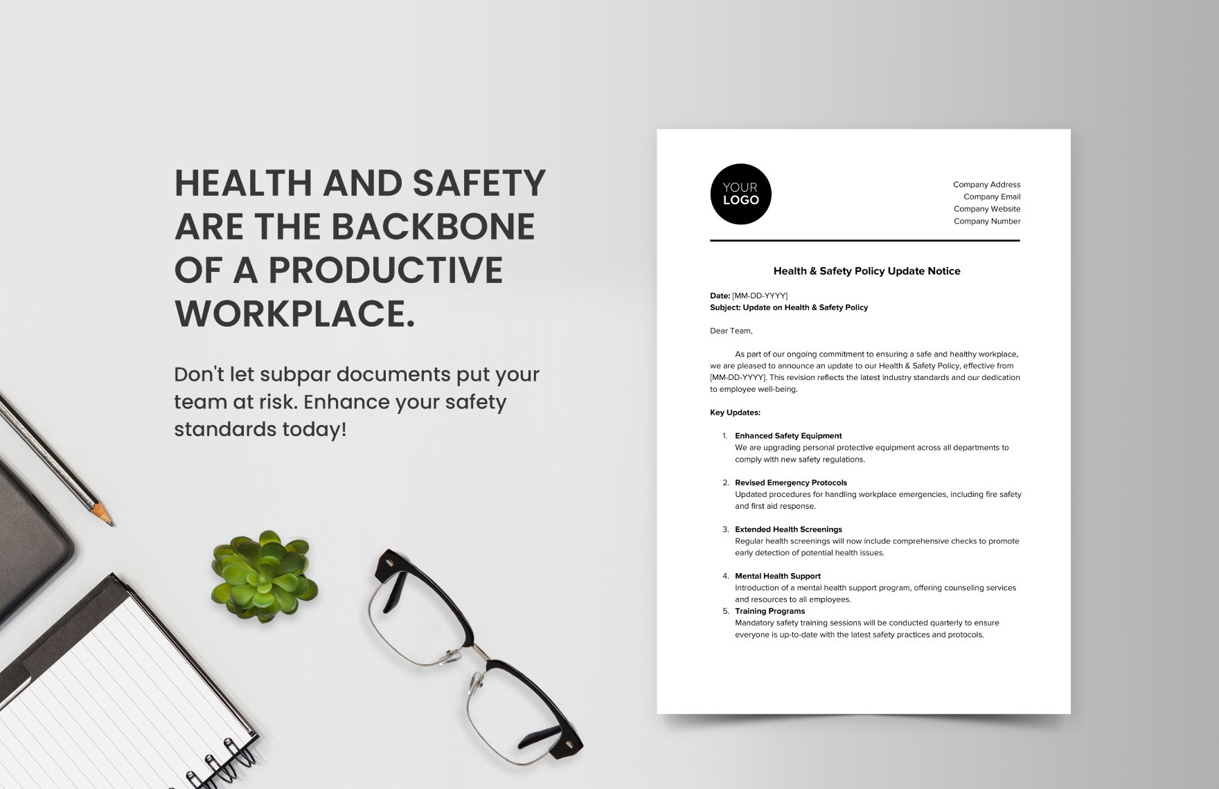 Health & Safety Policy Update Notice Template
