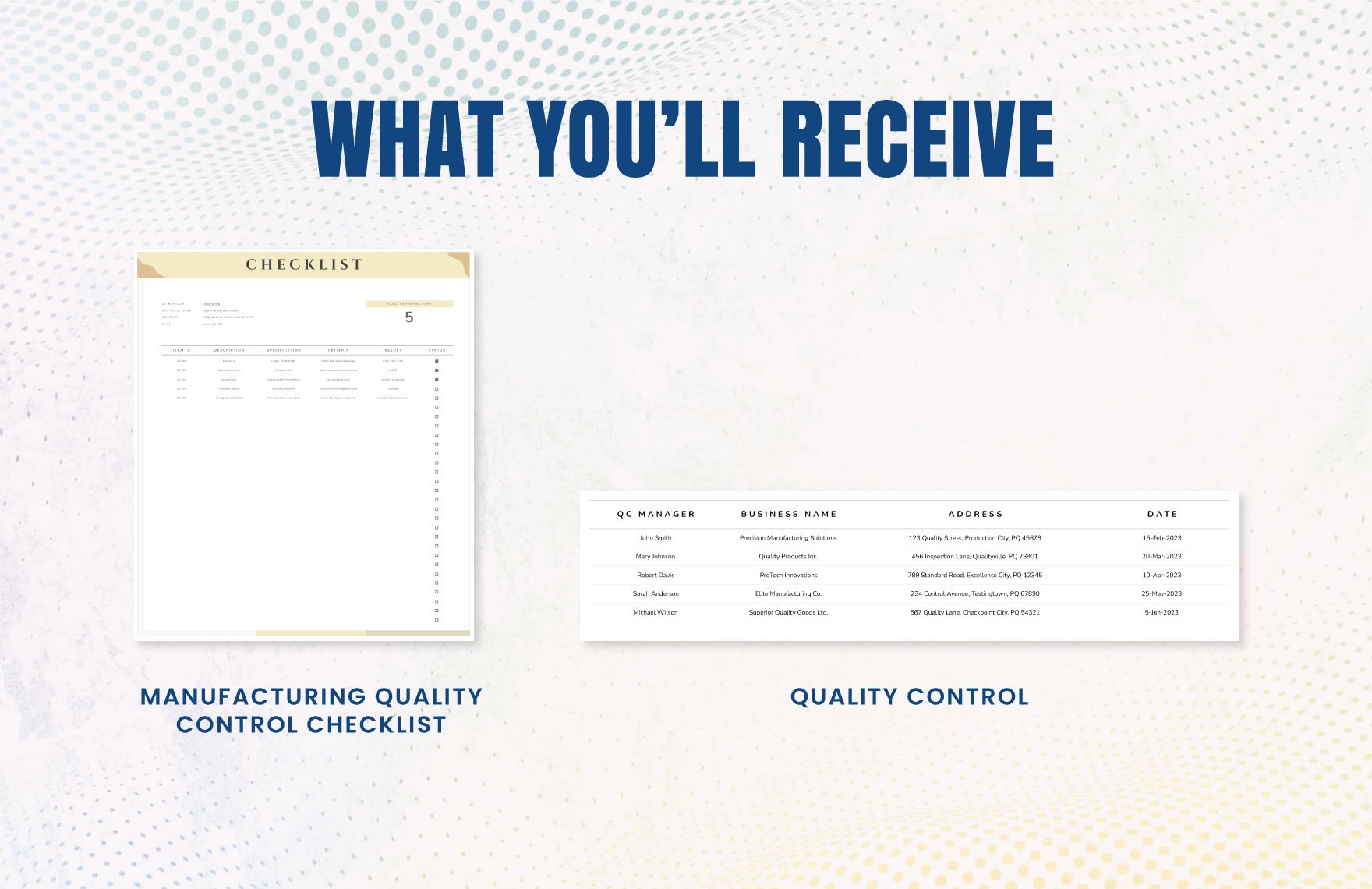 Manufacturing Quality Control Checklist Template