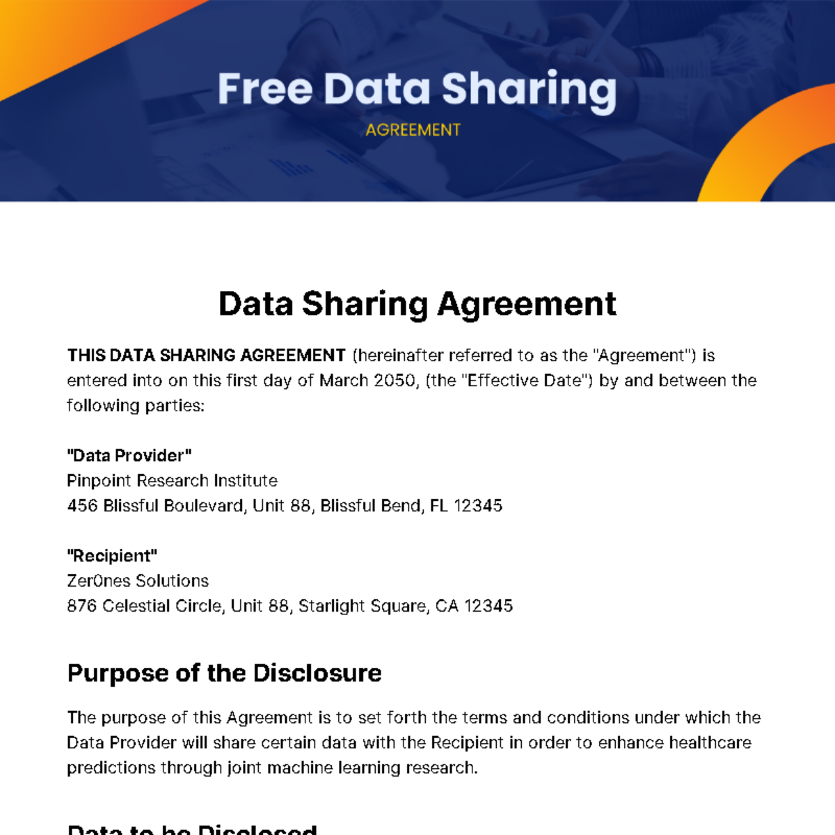 Free Data Sharing Agreement Template