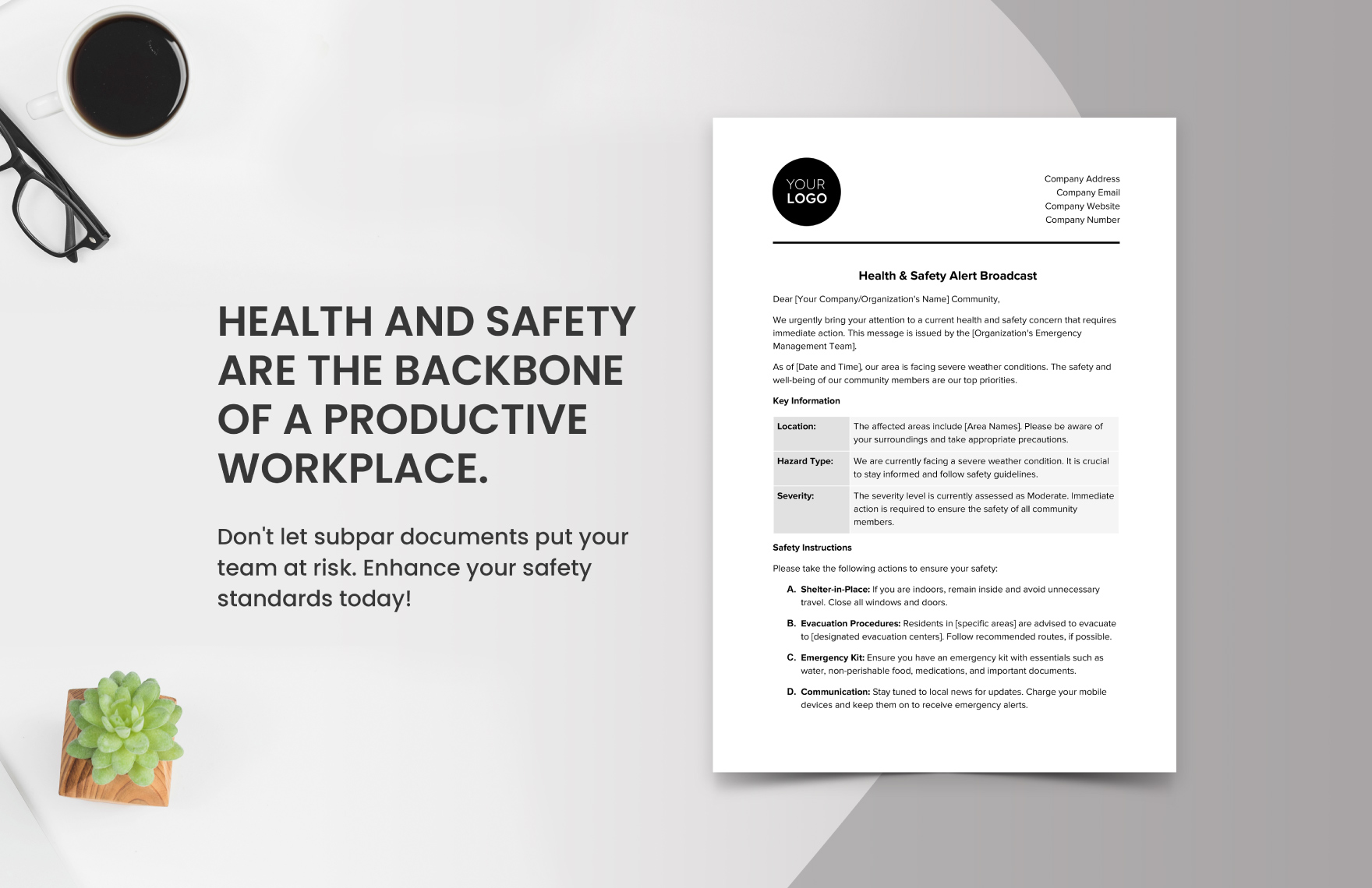 Health & Safety Alert Broadcast Template