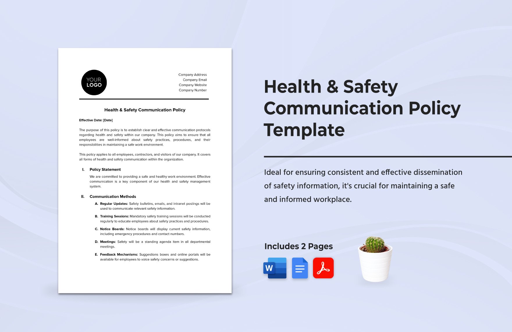 Health & Safety Communication Policy Template