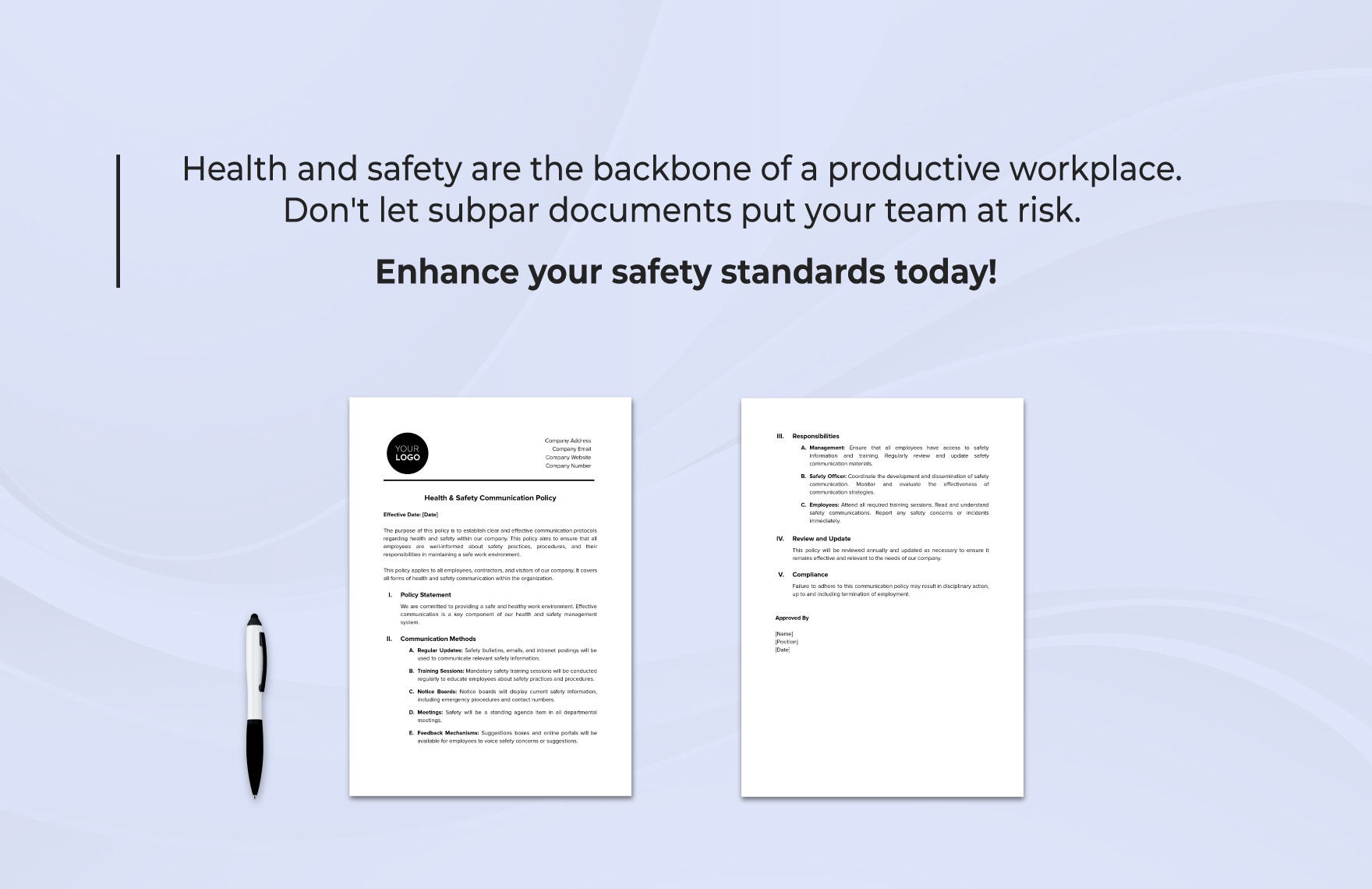 Health & Safety Communication Policy Template