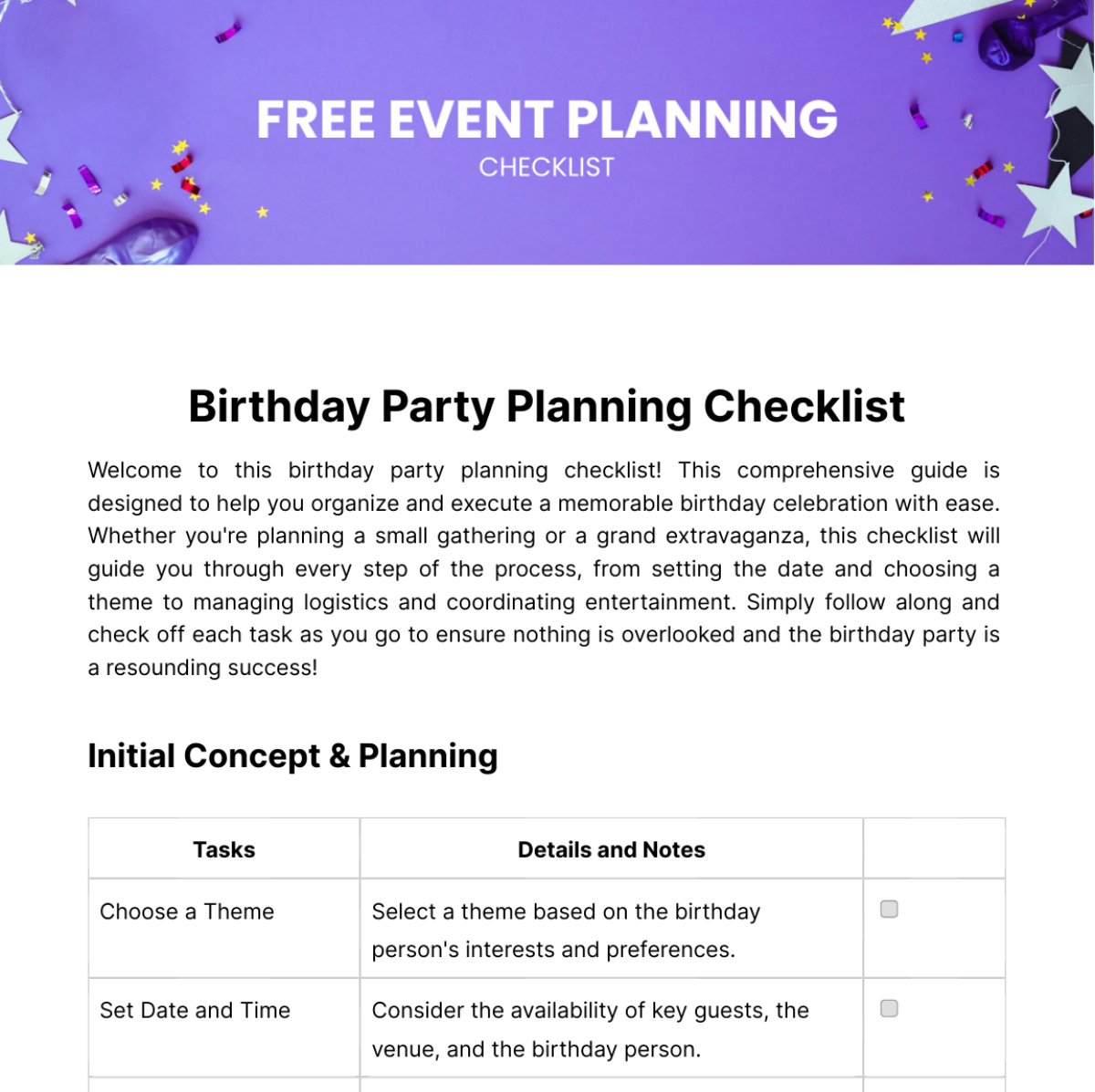 Event Planning Checklist Template