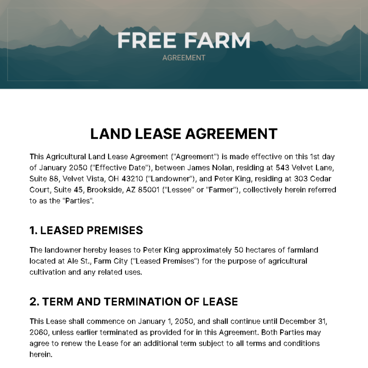 Free Farm Agreement Template