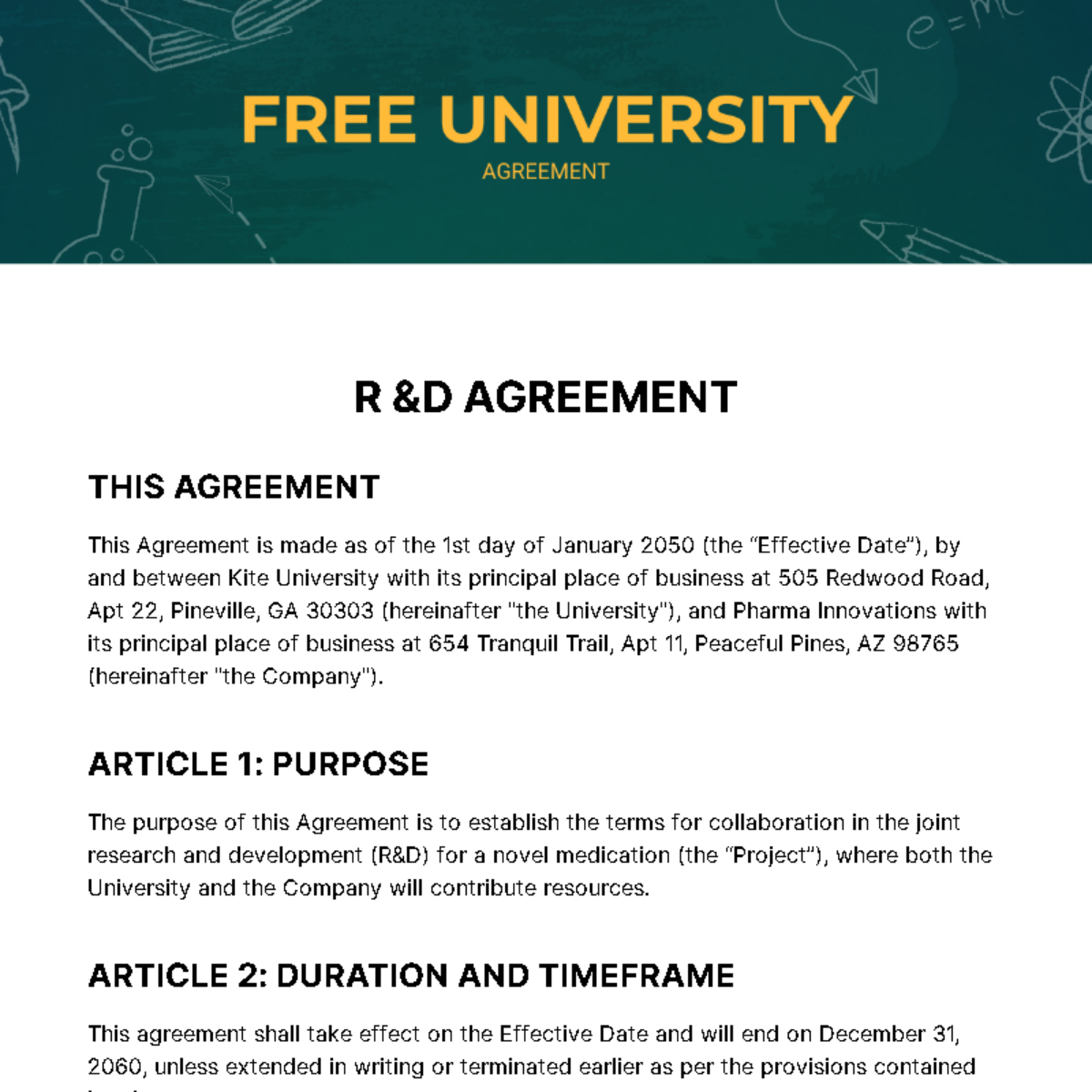 University Agreement Template
