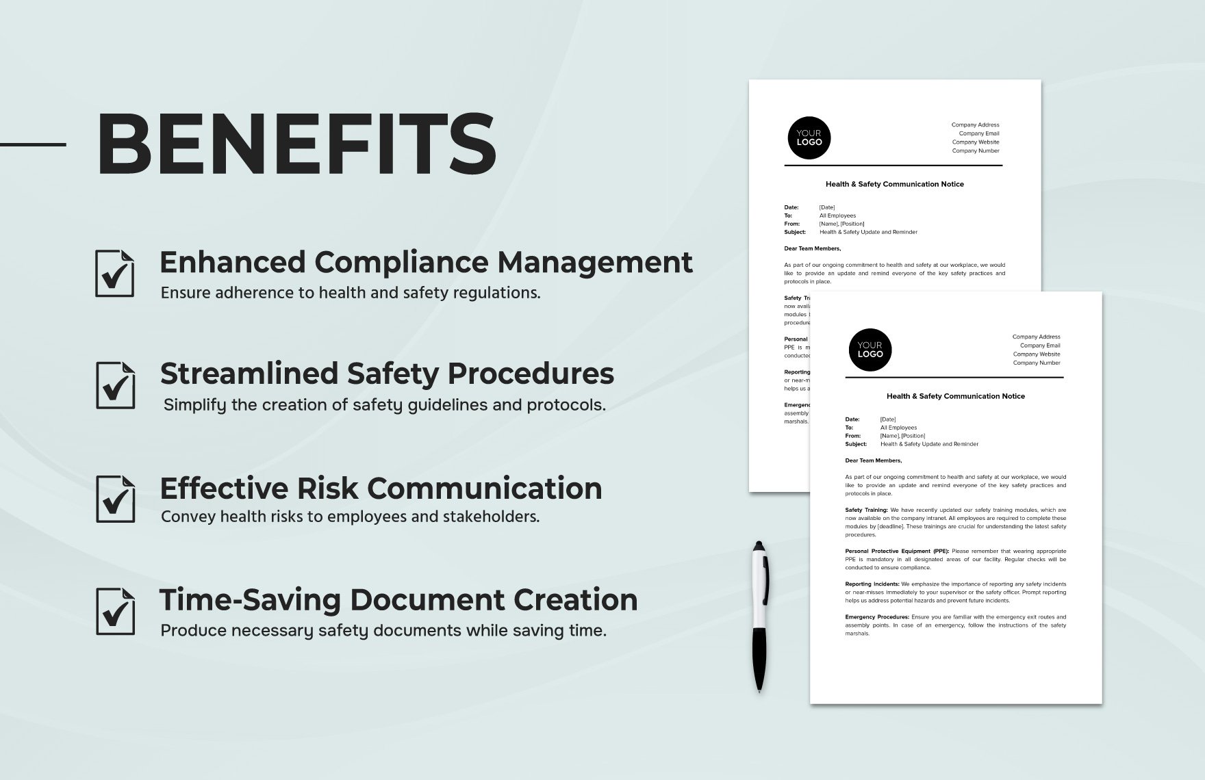 Health & Safety Communication Notice Template