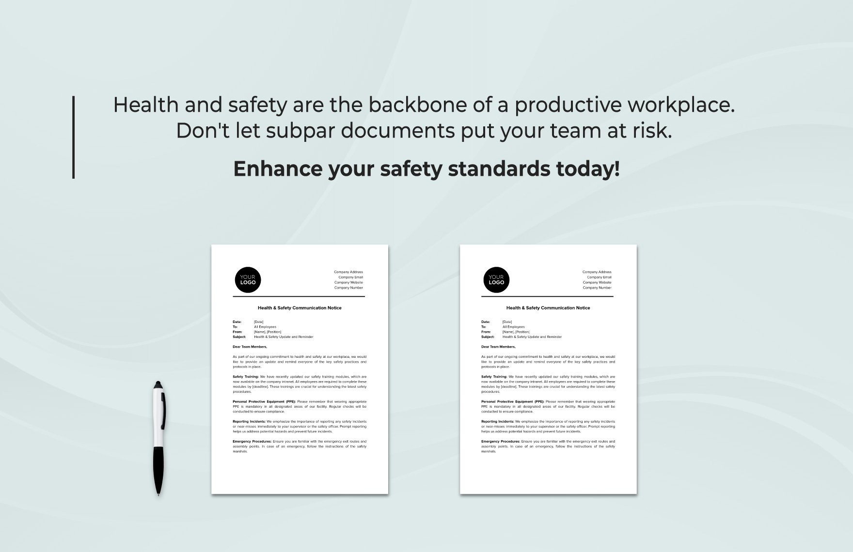 Health & Safety Communication Notice Template
