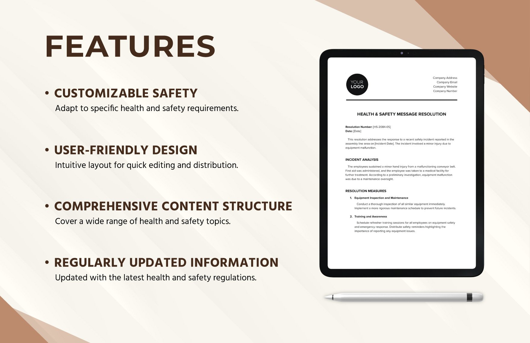 Health & Safety Message Resolution Template