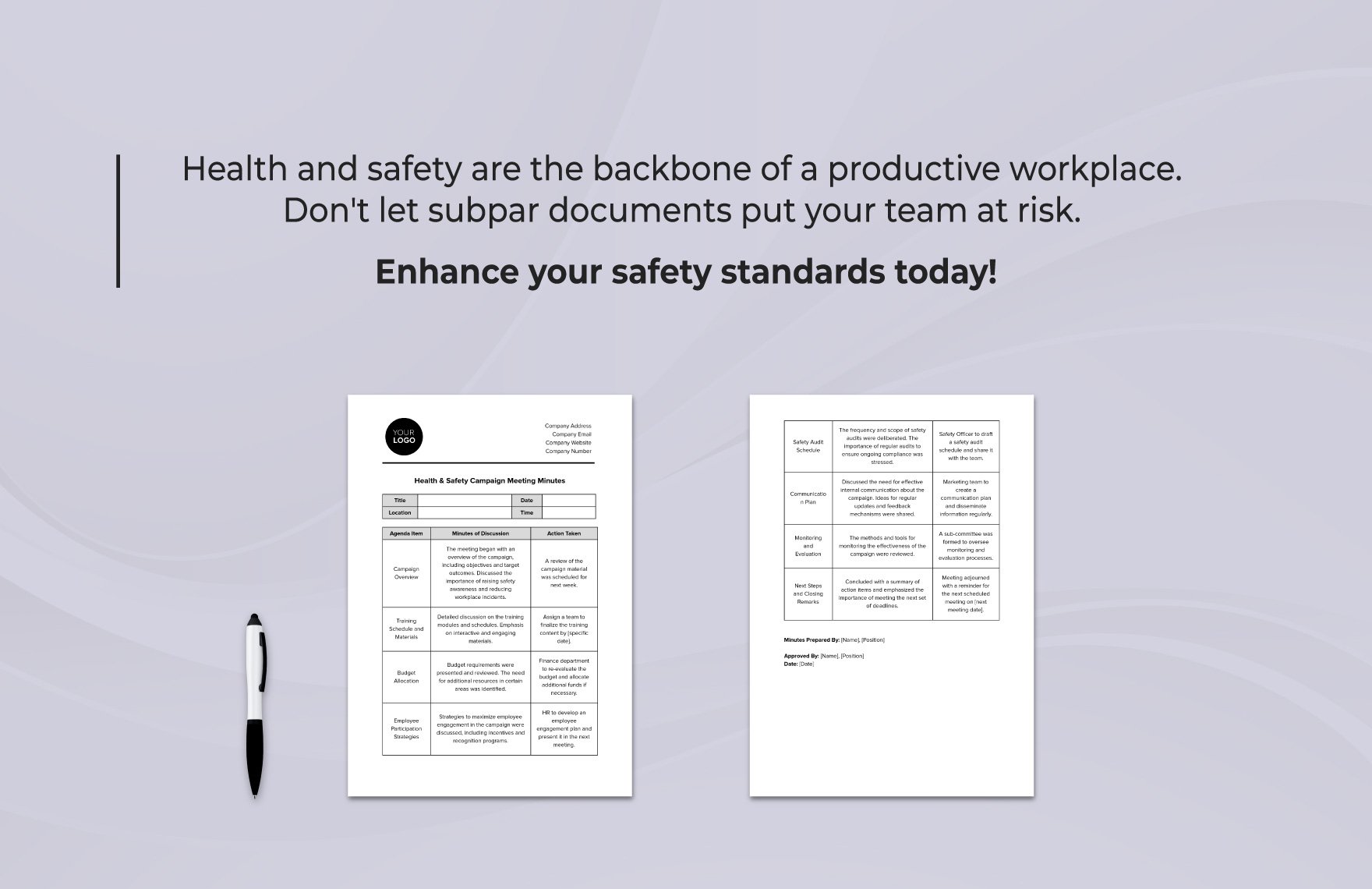 Health Safety Campaign Meeting Minutes Template