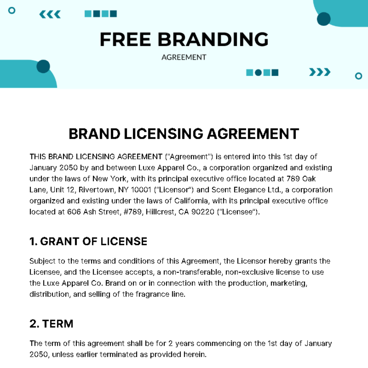 Branding Agreement Template