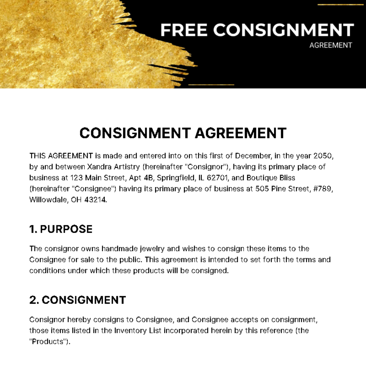 Free Consignment Agreement Template