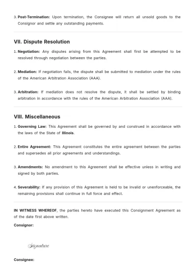 Free Consignment Agreement Template to Edit Online