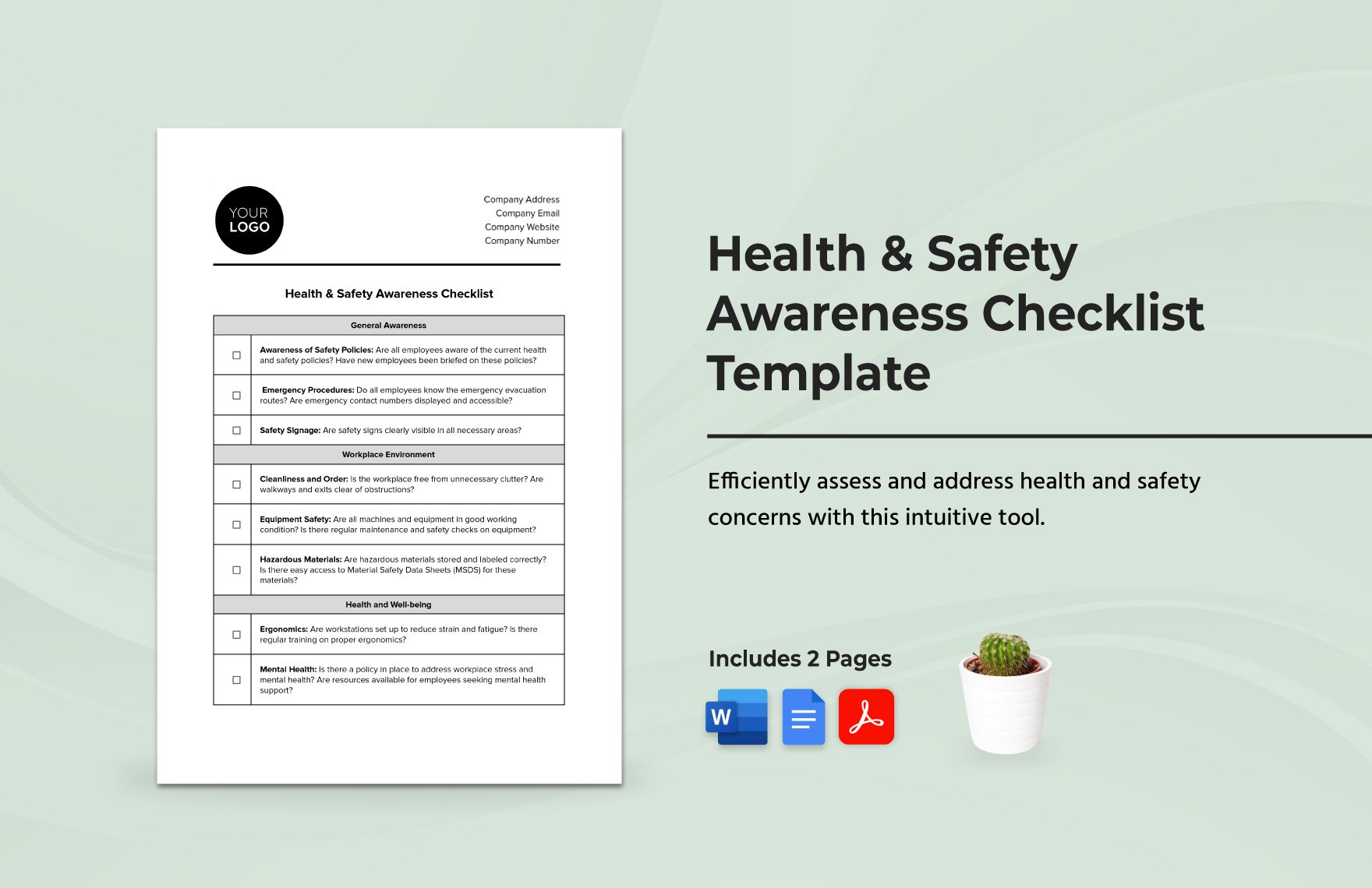 Health & Safety Awareness Checklist Template
