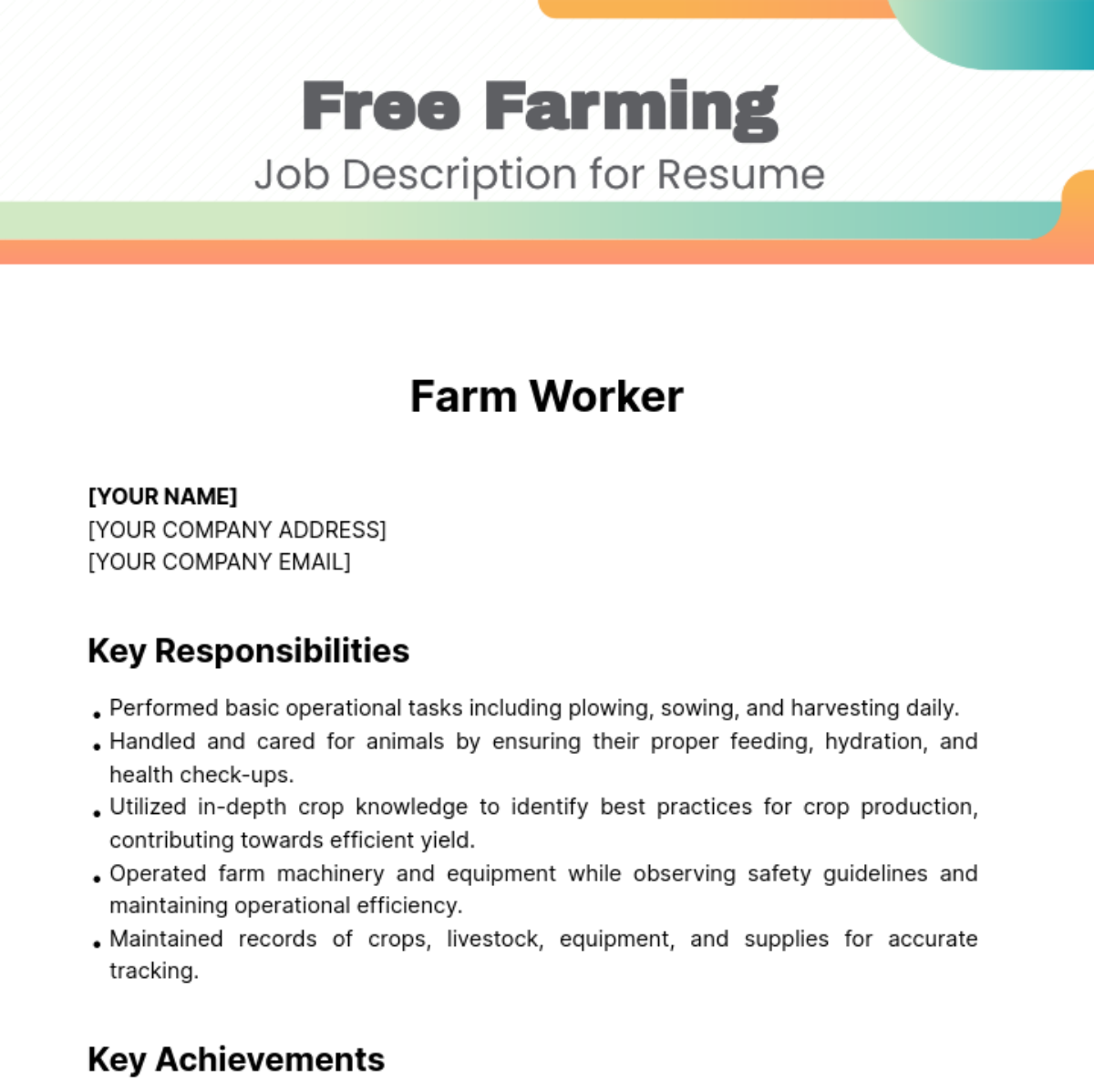 FREE Farming Job Description Templates Examples Edit Online 