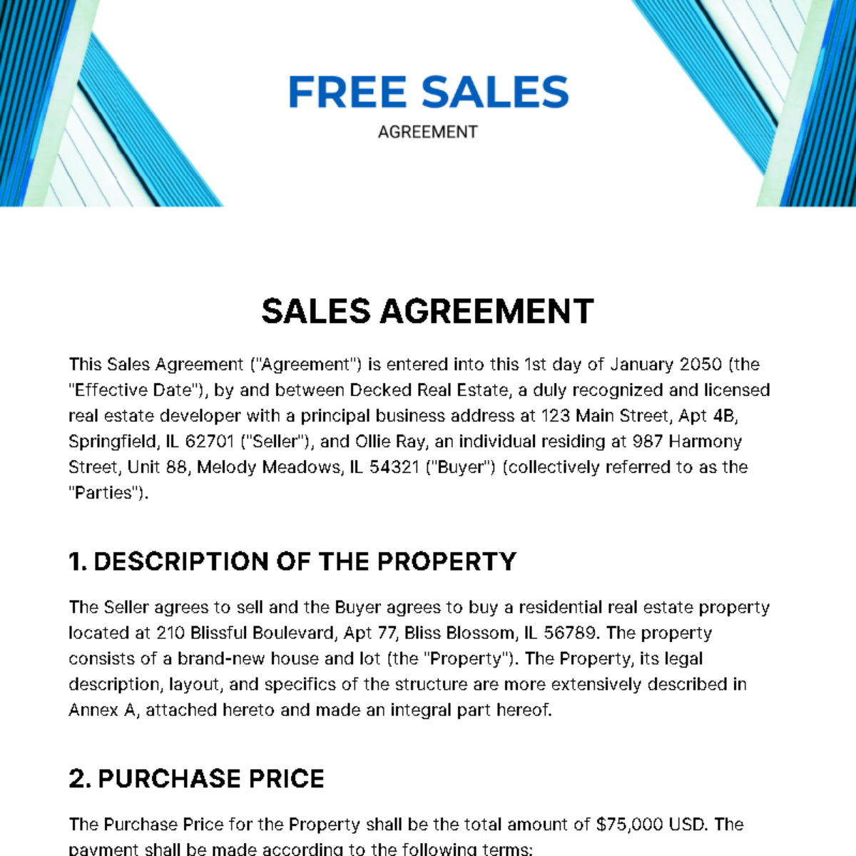 Free Sales Agreement Template