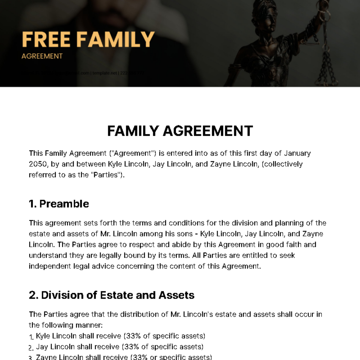 Family Agreement Template