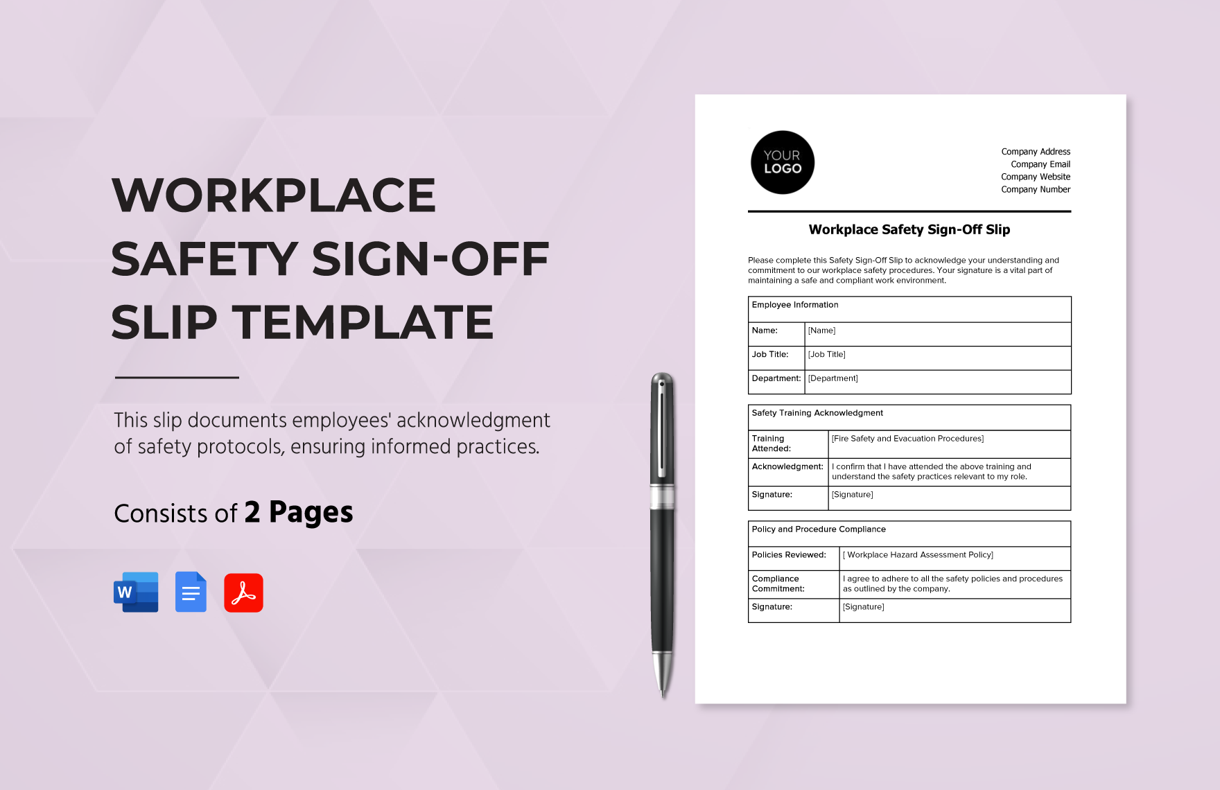 Workplace Safety Sign-Off Slip Template
