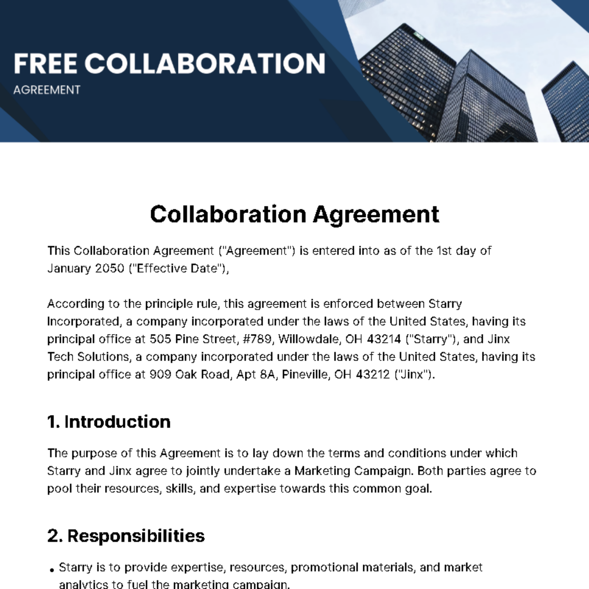 Free Collaboration Agreement Template