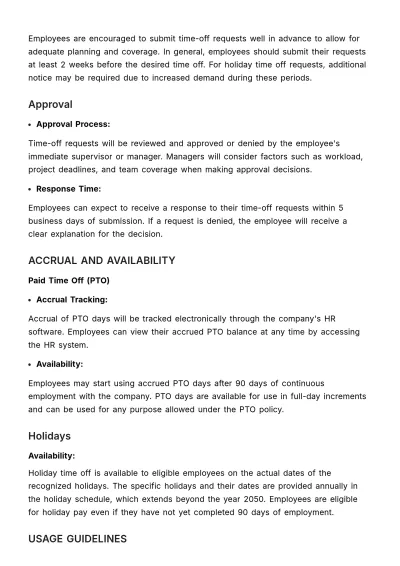 Free Time-Off Policy Outline HR Template to Edit Online