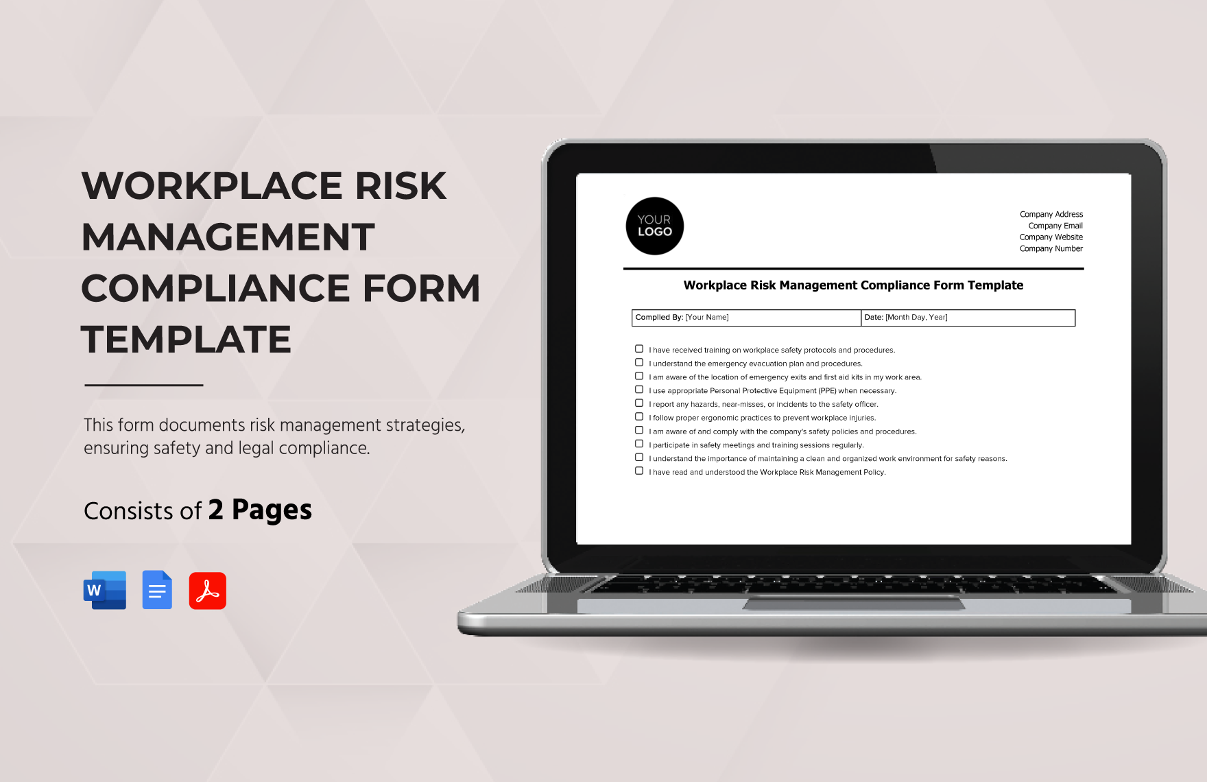 Workplace Risk Management Compliance Form Template