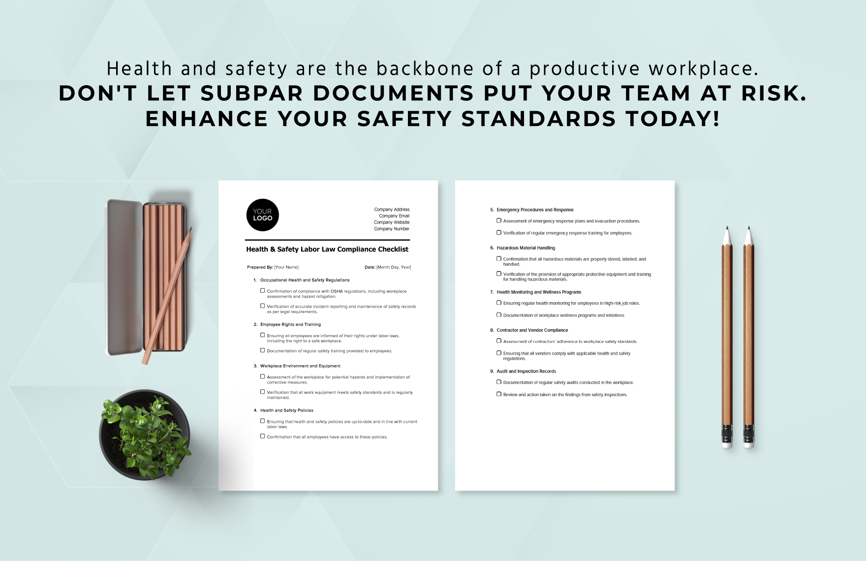 Health & Safety Labor Law Compliance Checklist Template