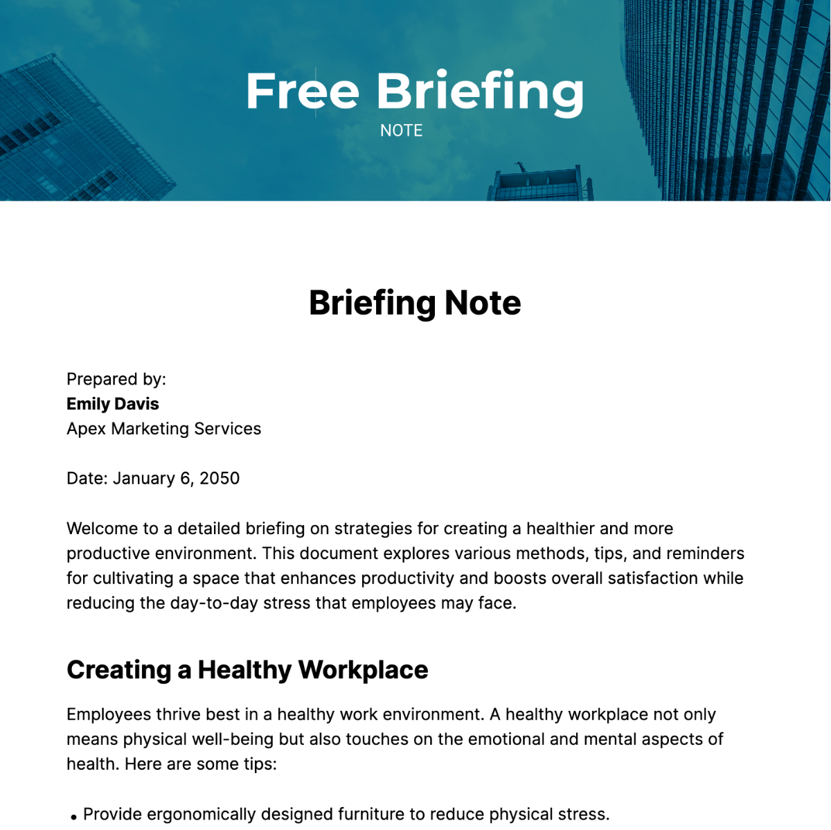 Free Briefing Note Template