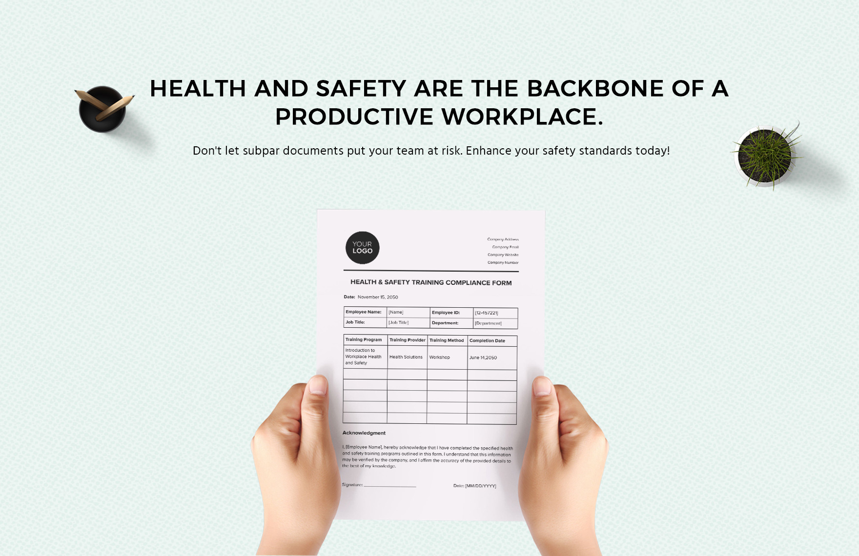 Health & Safety Training Compliance Form Template