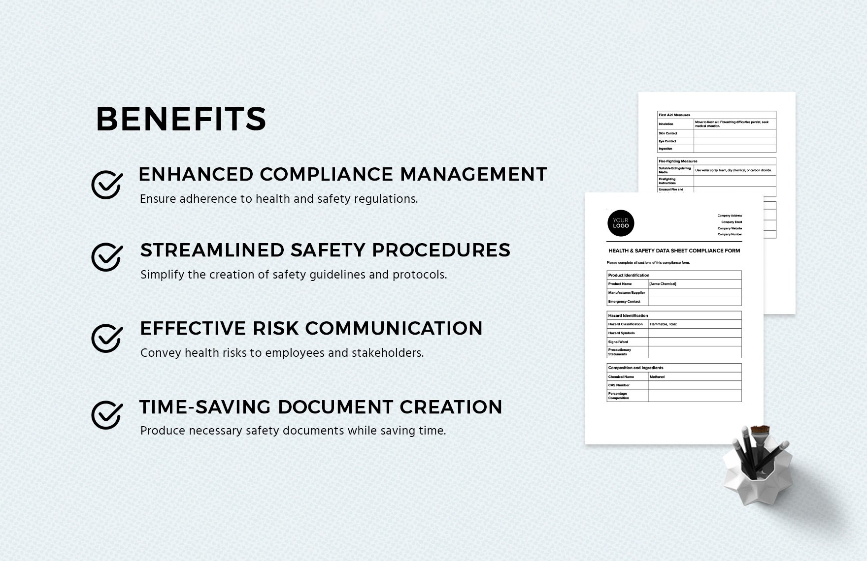 Health & Safety Data Sheet Compliance Form Template