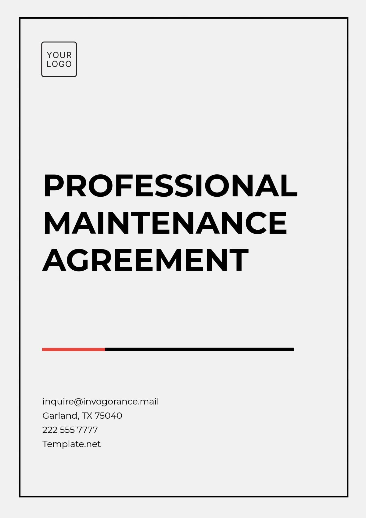 Professional Maintenance Agreement Template - Edit Online & Download