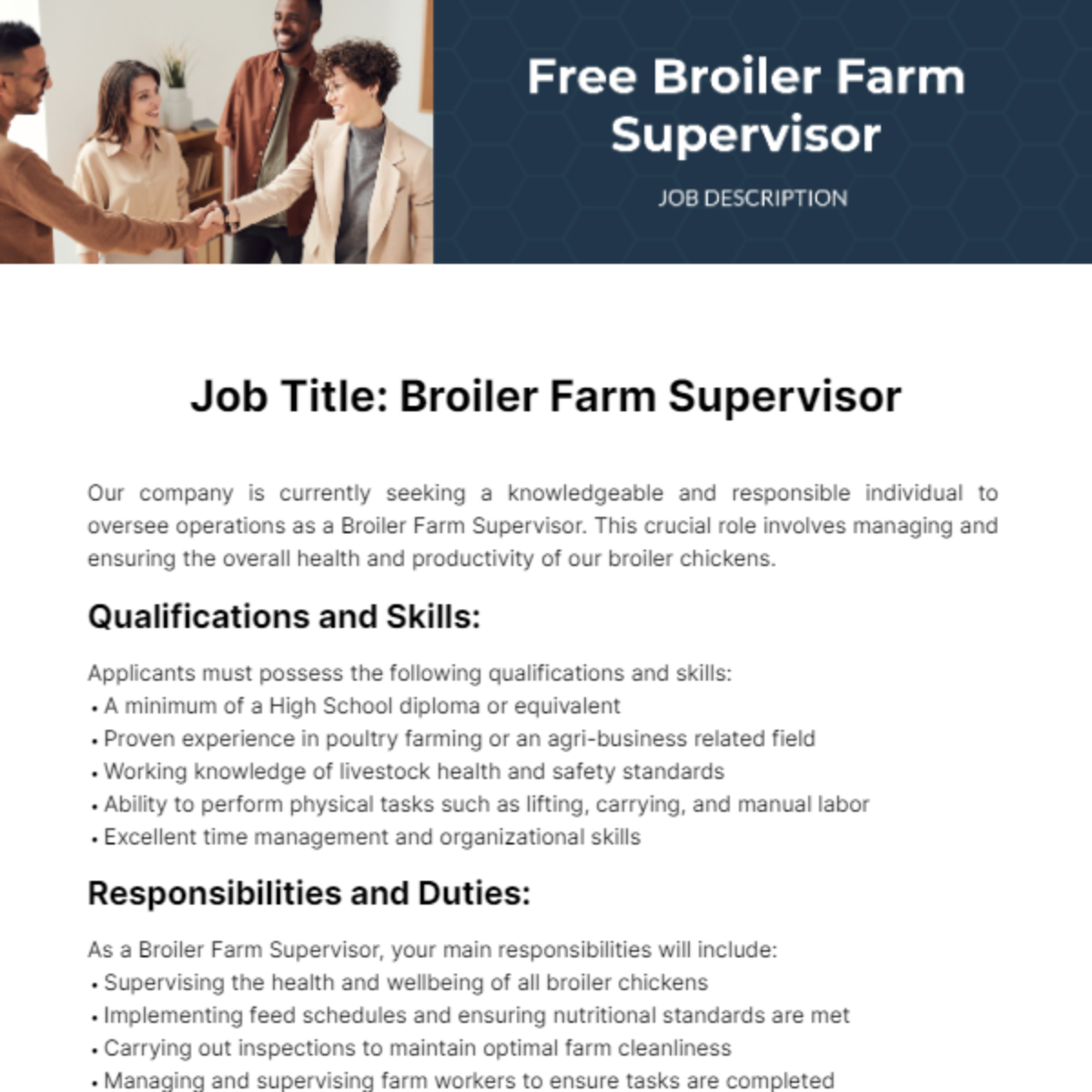 FREE Farming Job Description Templates Examples Edit Online 