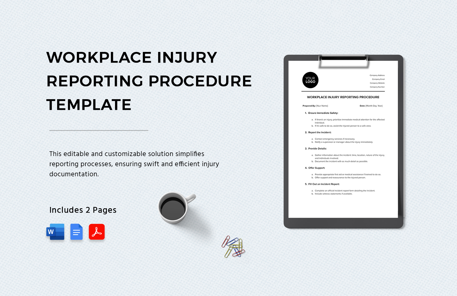 Workplace Injury Reporting Procedure Template In Word PDF Google Docs