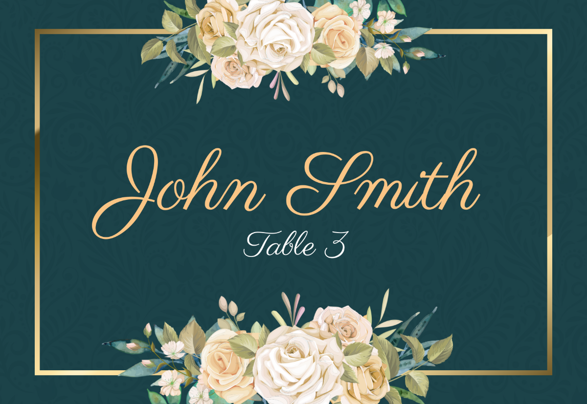 Floral Place Card Template