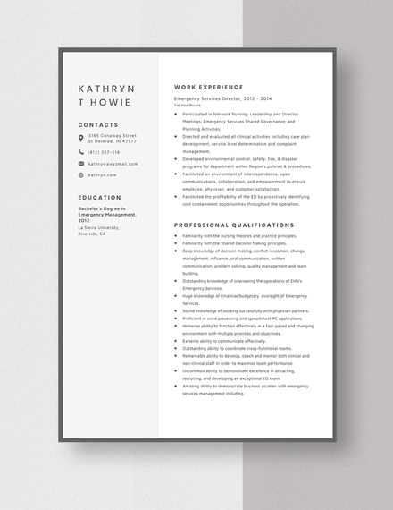 Emergency Services Director Resume  Template