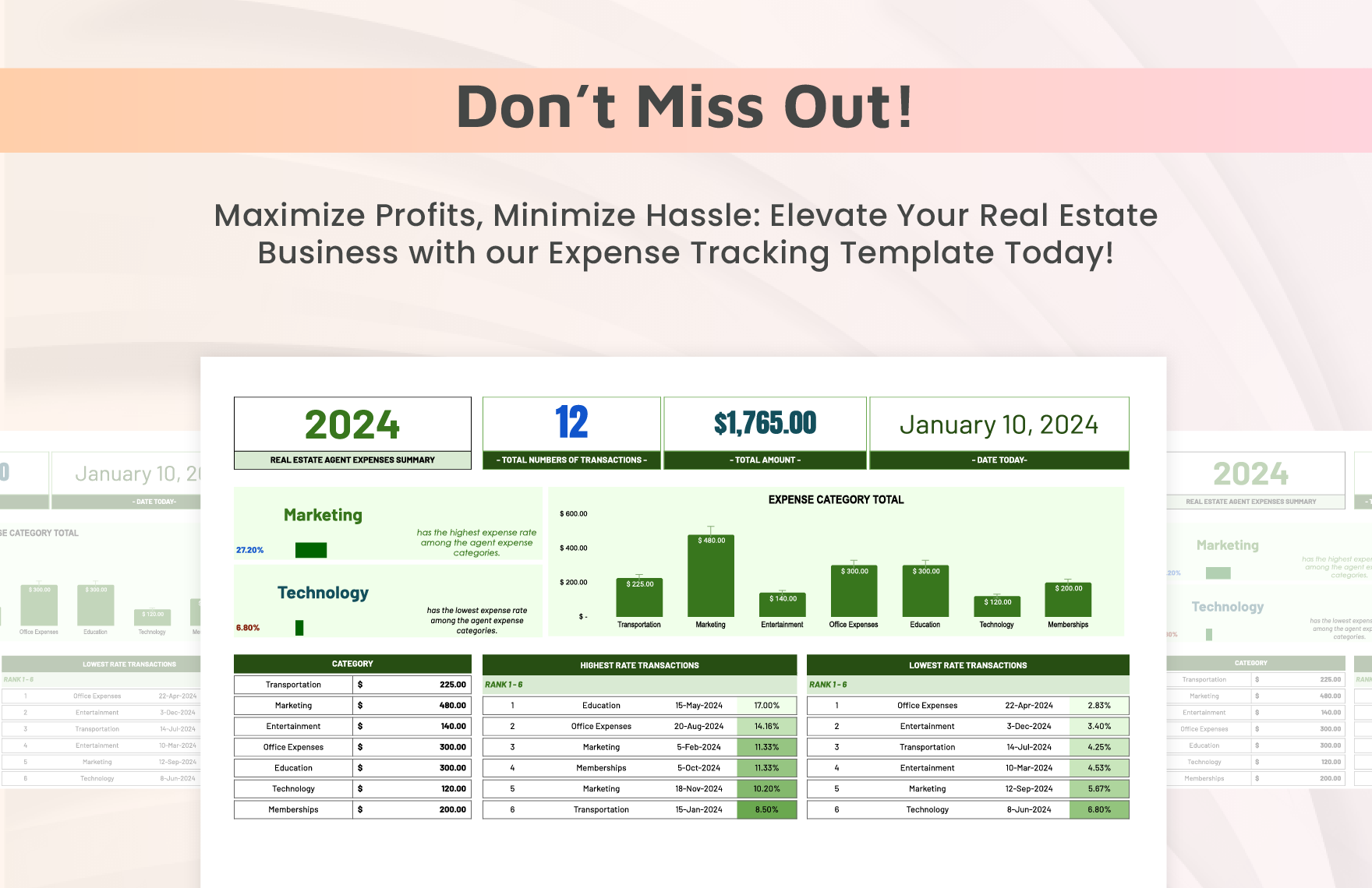 Real Estate Agent Expenses Template