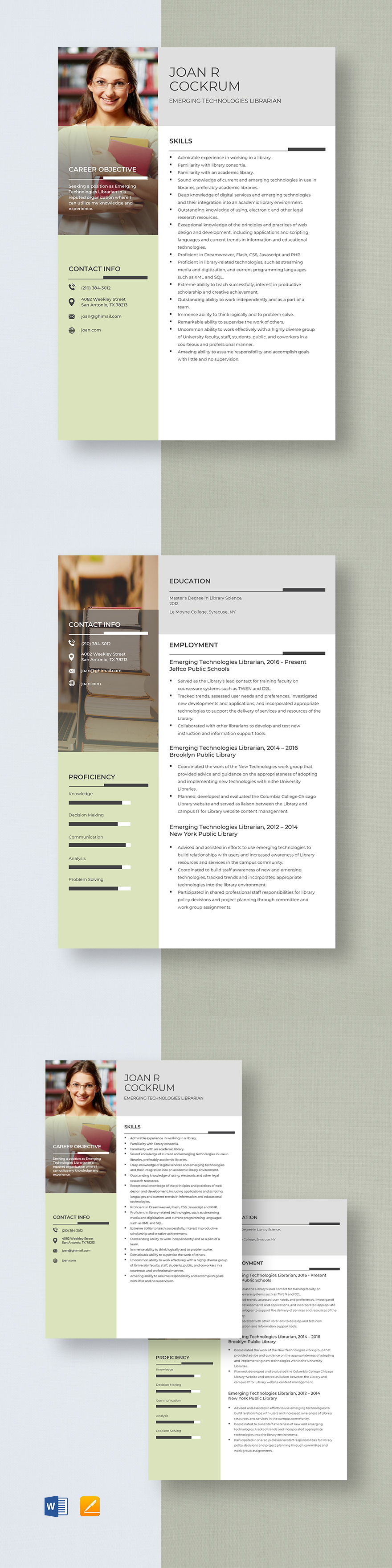 Free Health Science Librarian Resume Template Word Apple Pages