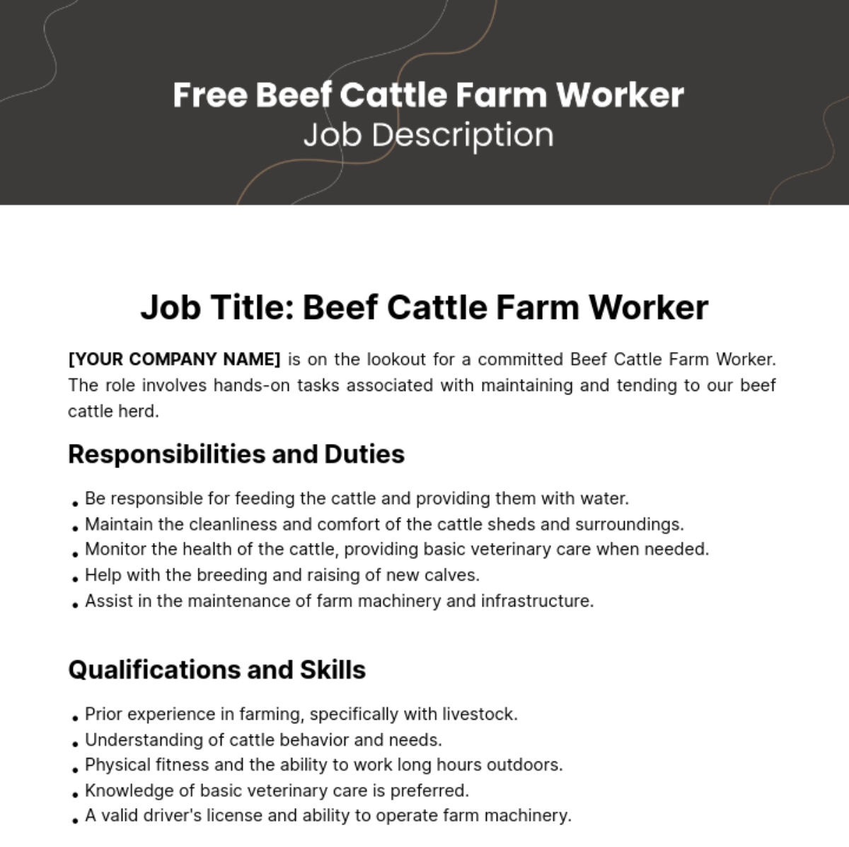 FREE Farming Job Description Templates Examples Edit Online 