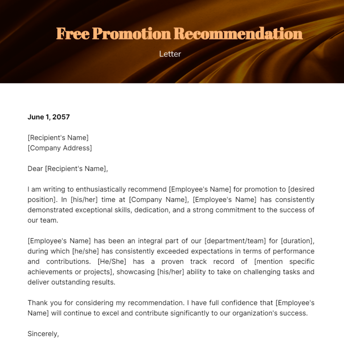 Promotion Recommendation Letter Template - Edit Online & Download