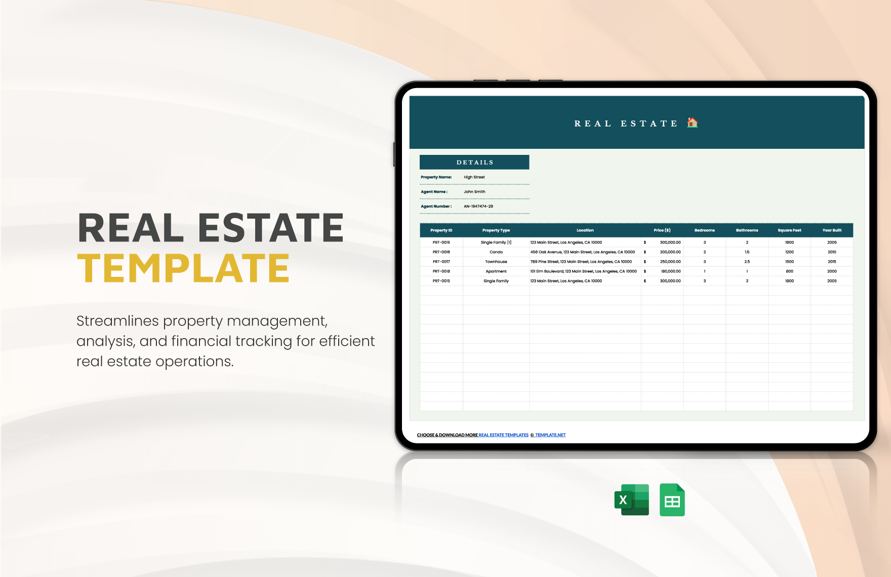 Free Real Estate Template in Excel, PDF, Google Sheets